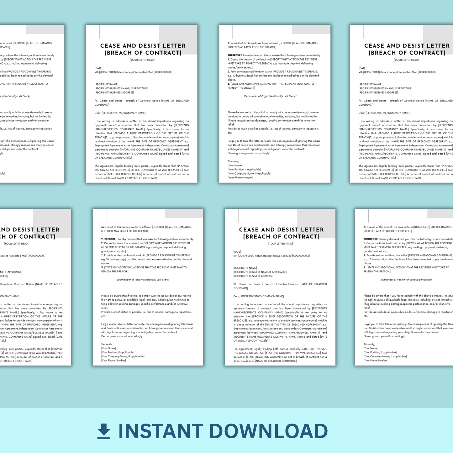 Cease & Desist - Breach of Contract