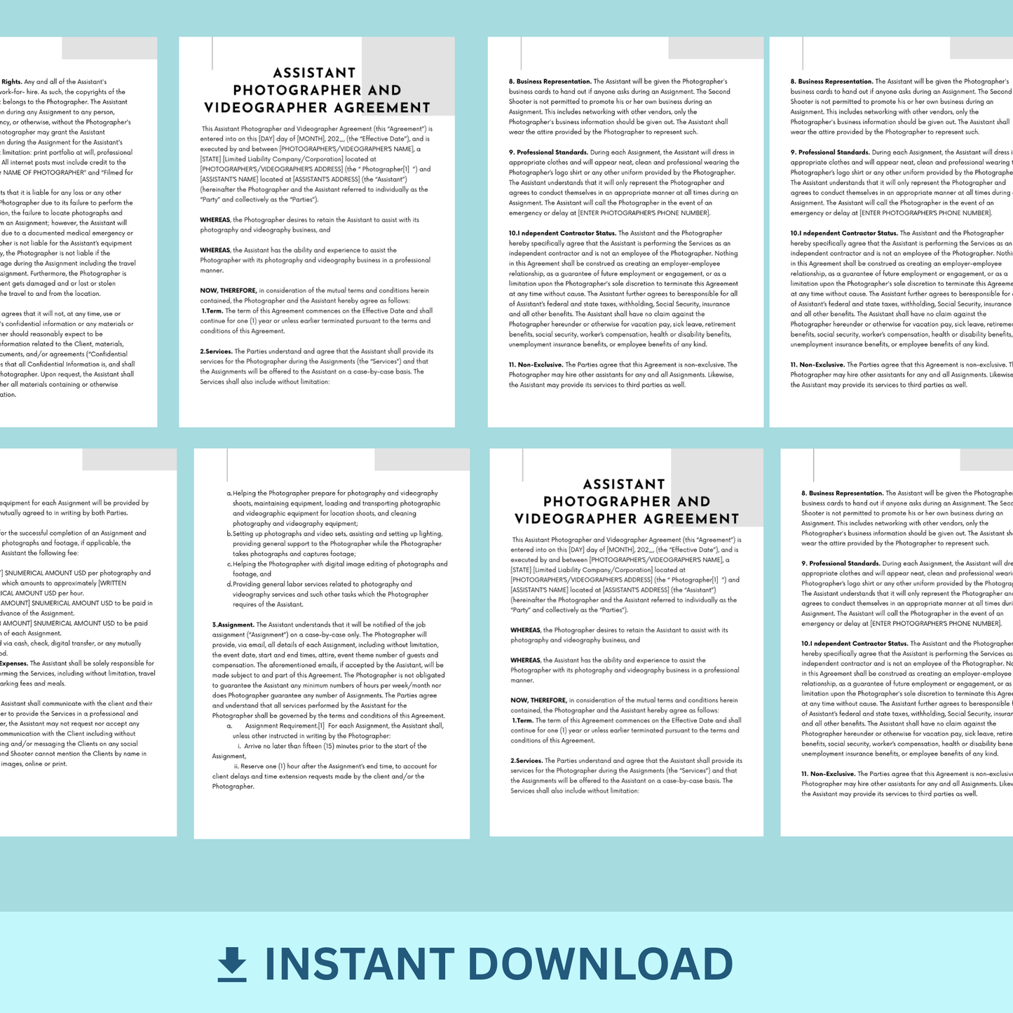 Assistant Photographer and Videographer Agreement