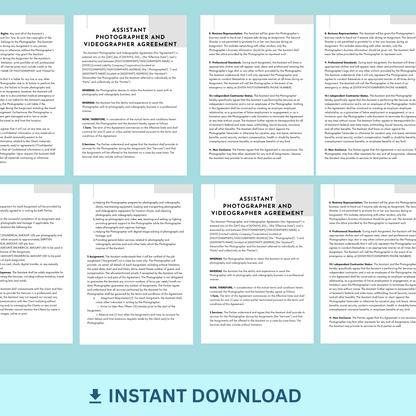 Assistant Photographer and Videographer Agreement
