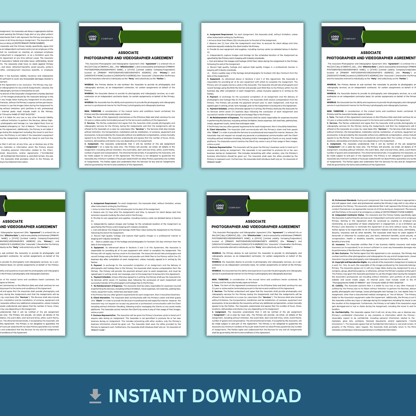 Associate Photographer and Videographer Agreement