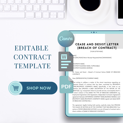 Cease & Desist - Breach of Contract