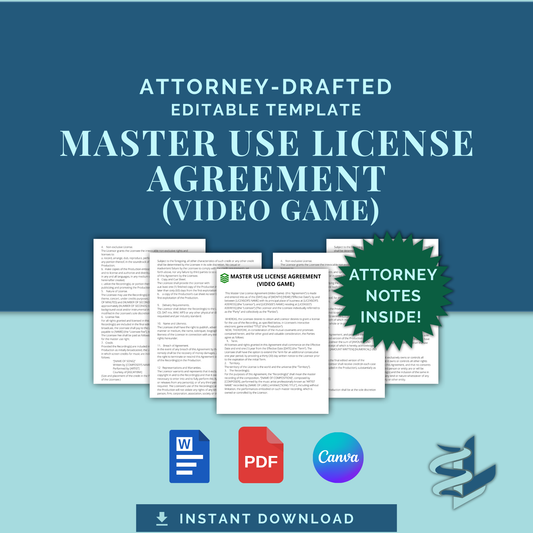Master Use License Agreement - Video Game