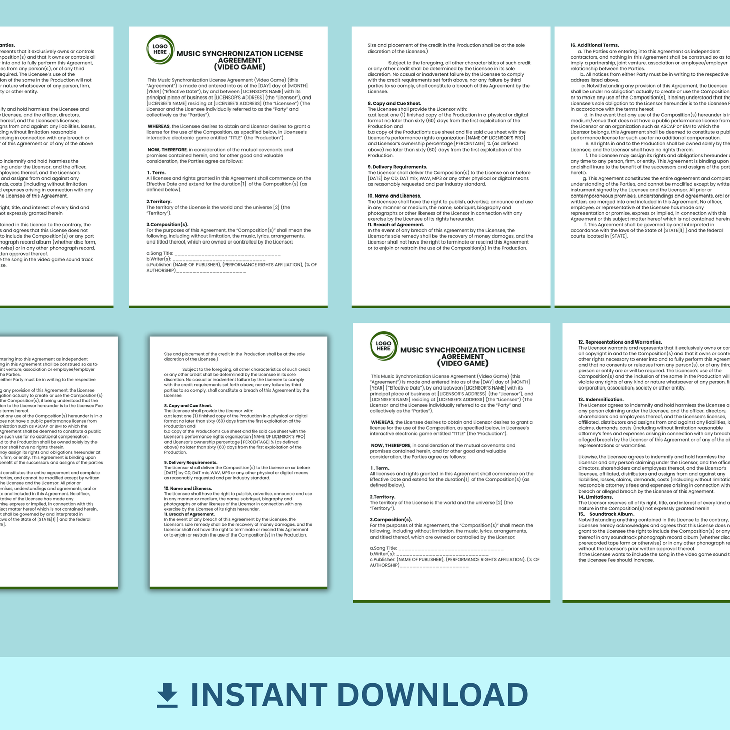 Music Synchronization License Agreement - Video Game