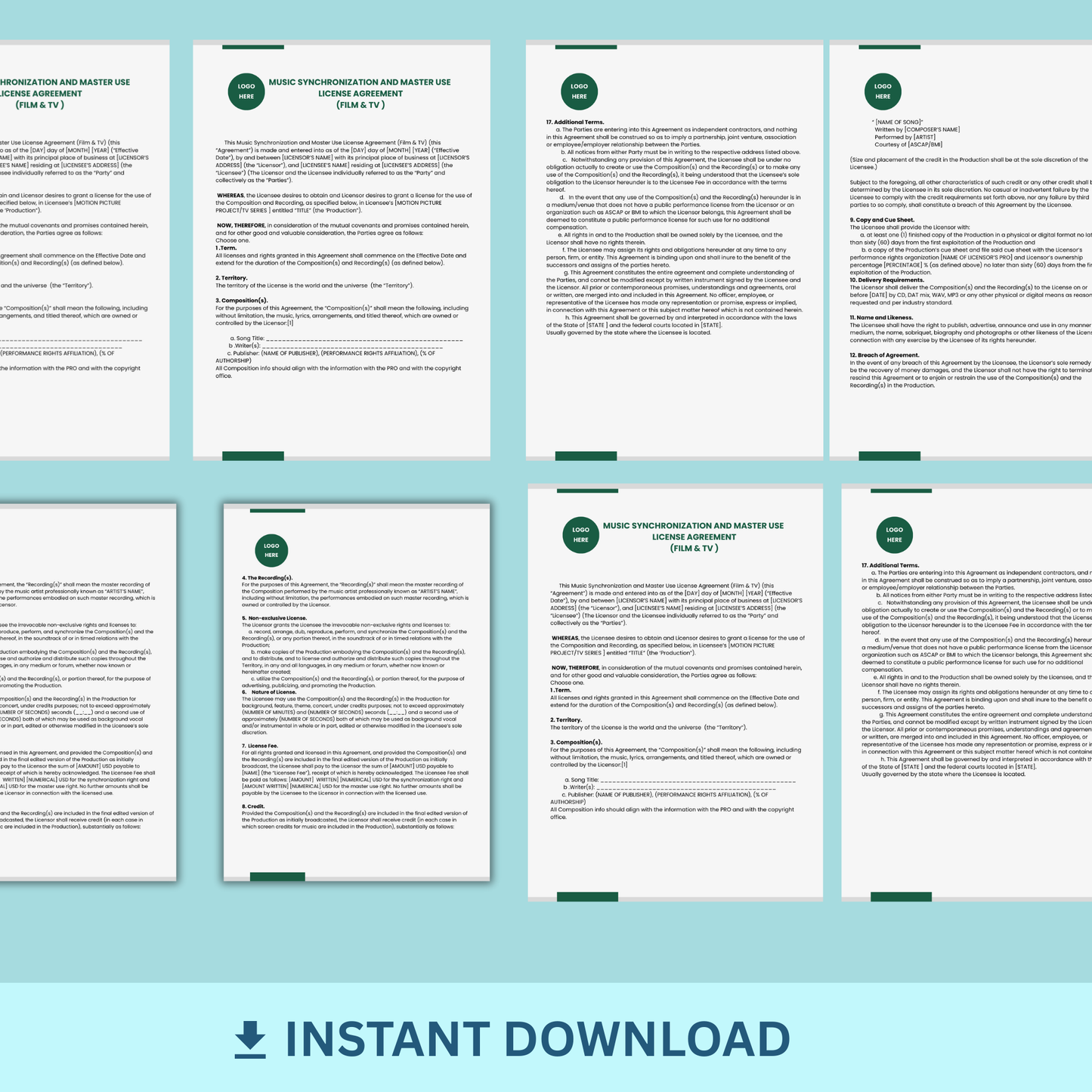 Music Synchronization and Master Use Licensing Agreement - Film & TV