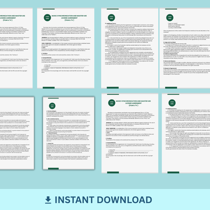 Music Synchronization and Master Use Licensing Agreement - Film & TV