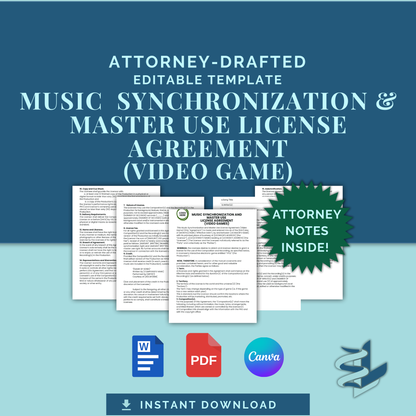 Music Synchronization and Master Use Licensing Agreement - Video Game