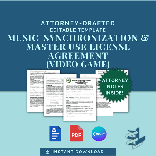 Music Synchronization and Master Use Licensing Agreement - Video Game