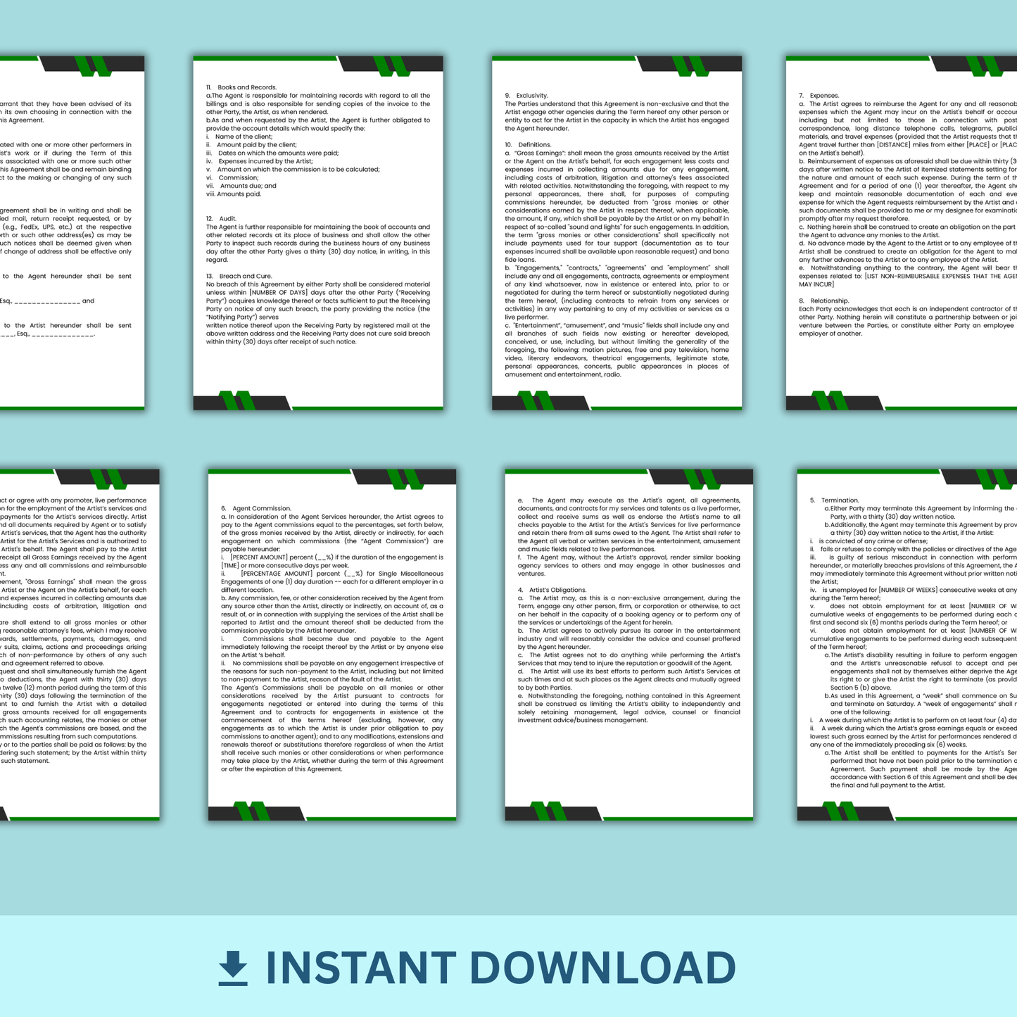 Artist Booking Agent Agreement - Non-Exclusive