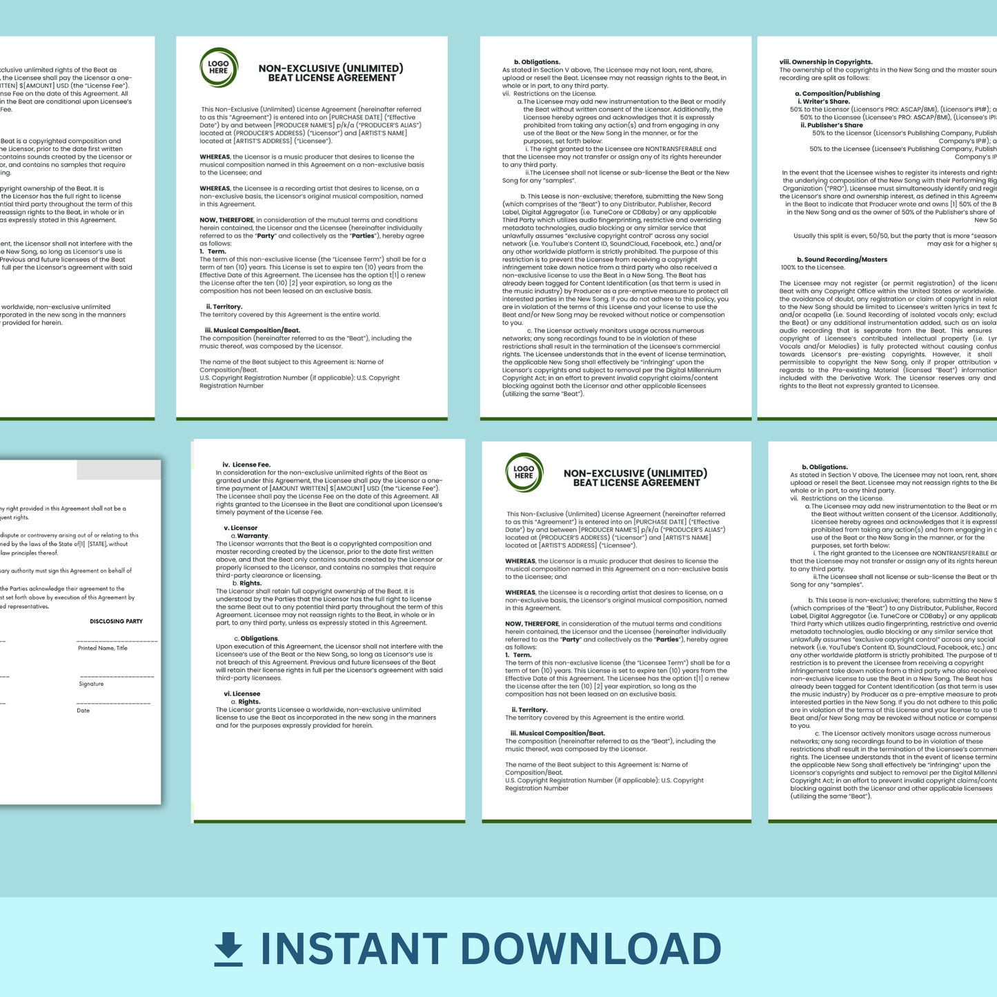 Beat License Agreement- Non-Exclusive (Unlimited)