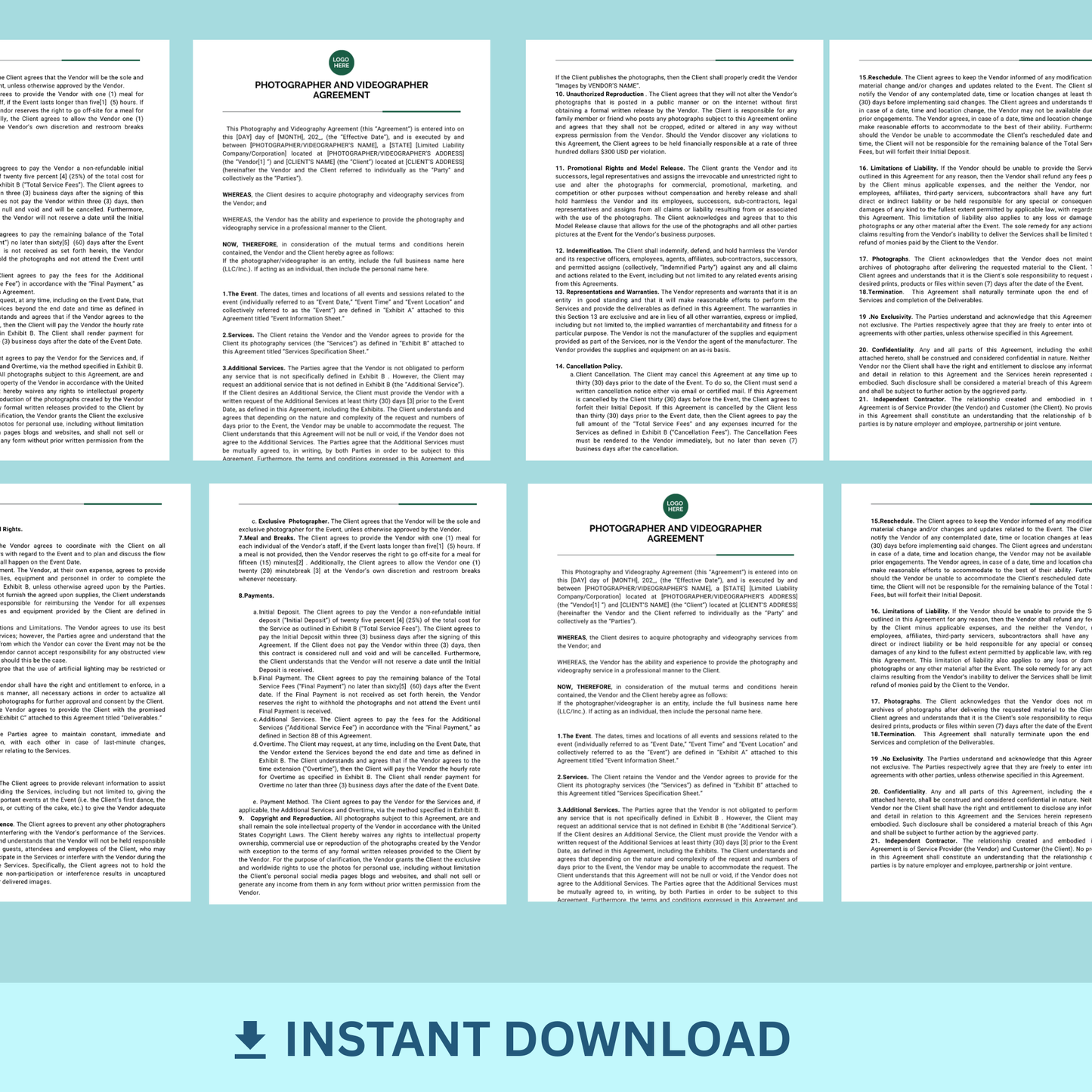 Photographer and Videographer Agreement