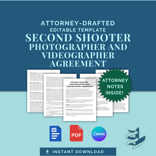 Second Shooter - Photographer and Videographer Agreement