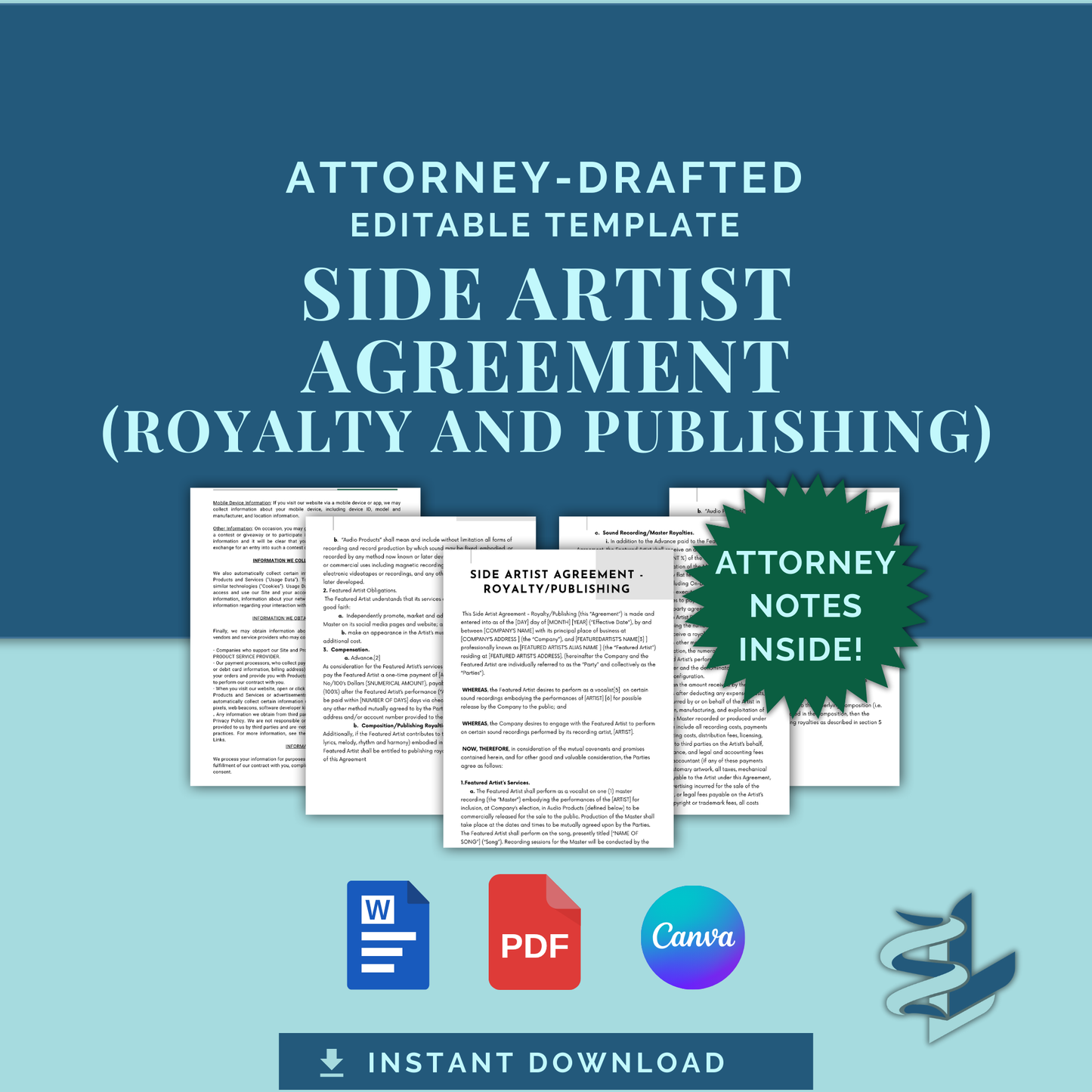 Side Artist Agreement - Publishing/Royalties