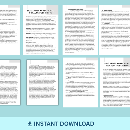 Side Artist Agreement - Publishing/Royalties