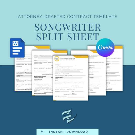 Songwriter Split Sheet